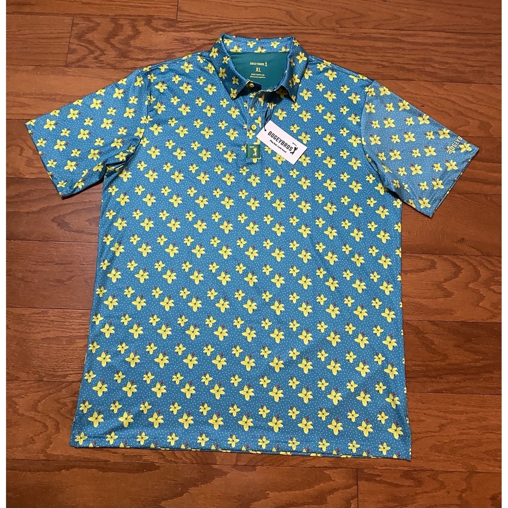 New Bogey Bros. Green Yellow Athletic Breathable Polo Size XL NWT